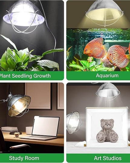 Simple Deluxe Adjustable Clamp Lamp with 10.5" Aluminum Reflector and Bulb Guard, 250W E26 Socket (Bulb Not Included), 6ft 18/2 SJT Cord,Silver - LeafyLoom