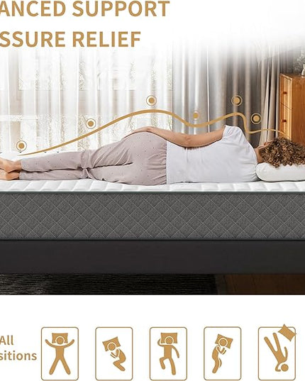 Double Mattress, 10 Inch Memory Foam Full Size Mattress, Full Bed Mattress in a Box Pressure Relief & Firm Mattress Double Size - LeafyLoom