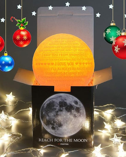 Personalized Gifts 3D Moon Lamp Father to Best Daughter in Law Gifts with Wood Stand,Engraved Smart Lamps Night Light for Teenage Girls Kids from Dad - LeafyLoom