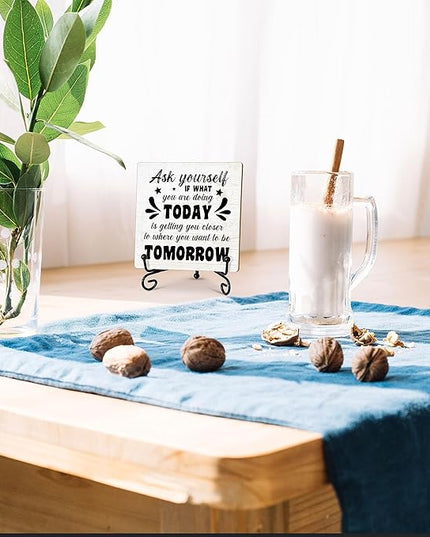 Motivational Gifts for Coworkers, Inspirational Home Office Desk Decor Wood Plaque with Stand, Encouragement Gifts for Women Men Friends Family - C22 - LeafyLoom