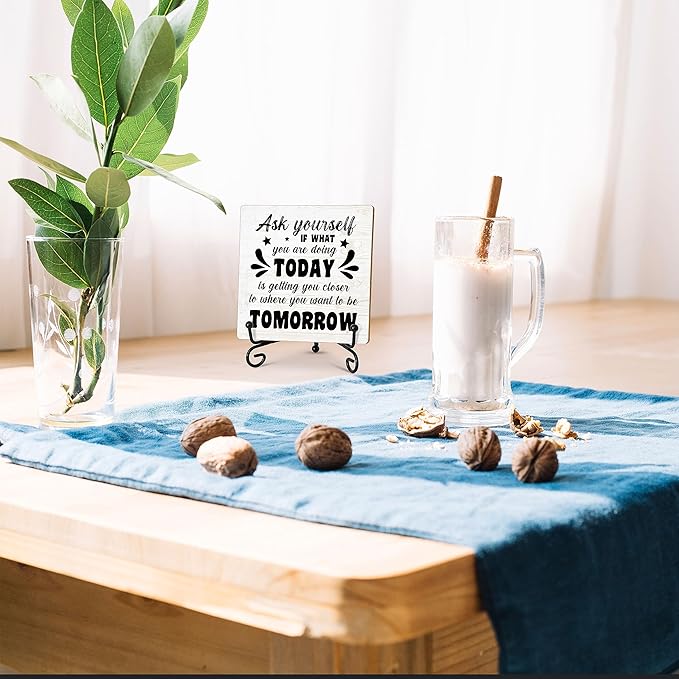 Motivational Gifts for Coworkers, Inspirational Home Office Desk Decor Wood Plaque with Stand, Encouragement Gifts for Women Men Friends Family - C22 - LeafyLoom