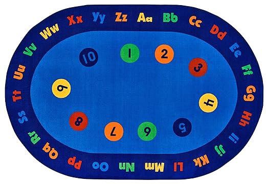 Carpets for Kids KID$Value PLUS 72.98 Circletime Early Learning Classroom Rug 6ft x 9ft Oval Blue - LeafyLoom