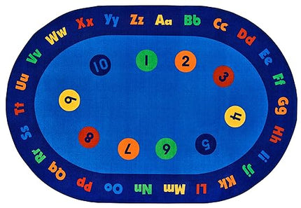 Carpets for Kids KID$Value PLUS 72.98 Circletime Early Learning Classroom Rug 6ft x 9ft Oval Blue - LeafyLoom
