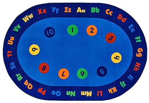 Carpets for Kids KID$Value PLUS 72.98 Circletime Early Learning Classroom Rug 6ft x 9ft Oval Blue - LeafyLoom