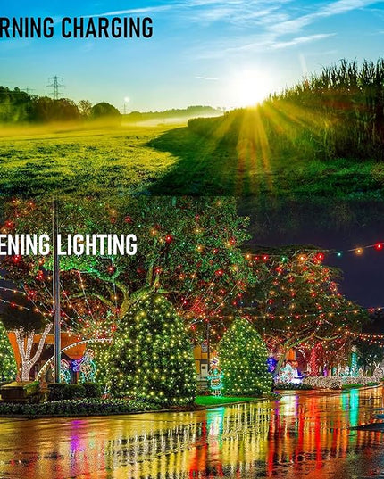 Dazzle Bright 2 Pack Total 400LED 132FT Warm White Christmas Solar String Outdoor Lights, Solar Powered with 8 Modes Waterproof Fairy Lights for Bedroom Patio Garden Tree Party Yard Decoration DazzleBright