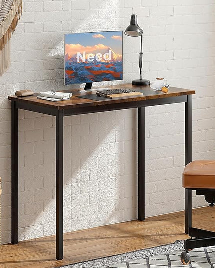 Need Small Computer Desk 31-1/2" Sturdy and Heavy Duty Writing Desk for Small Spaces and Small Desk Study Table Laptop Desk Rustic Brown & Black AC3FB (80 * 40) - LeafyLoom
