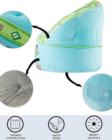 Idea Nuova Cocomelon Blue Round Bean Bag Chair for Kids, Ages 3+, Large - LeafyLoom