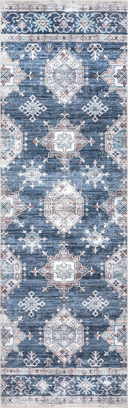 nuLOOM Finley Machine Washable Vintage Distressed Ultra Thin Runner Rug, 2' 6" x 8', Grey - LeafyLoom