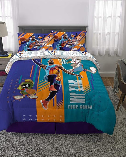 Franco Kids Bedding Super Soft Comforter and Sheet Set, 5 Piece Full Size, Space Jam 2 A New Legacy - LeafyLoom