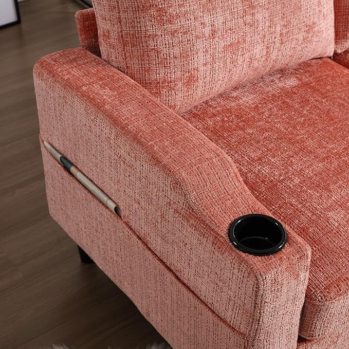 Convertible Sectional Sofa with Movable Storage Ottoman and Cupholders, 3 Seater L-Shaped Corner Couch,Chenille Upholstered Furniture w/Detachable Thicked Cushions for Living Room, Small Space - LeafyLoom