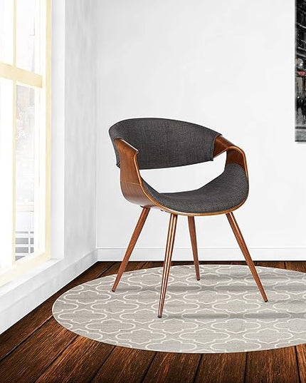 Armen Living Butterfly Dining Chair in Charcoal Fabric and Walnut Wood Finish 22D x 21W x 29H in - LeafyLoom
