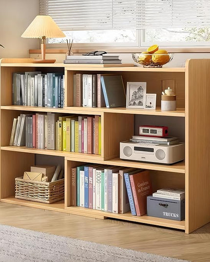 4-Tier Wooden Bookshelf, Expandable 25-47 inch Wide Bookcase, Modern Freestanding Bookcas for Small Space or Corner (Natural) - LeafyLoom