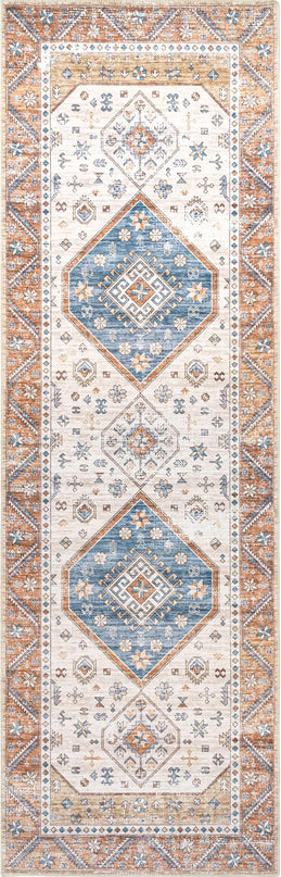 nuLOOM Elowyn Machine Washable Medallion Ultra Thin Runner Rug, 2' 6" x 8', Multi - LeafyLoom