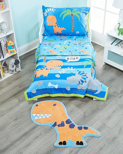 Hand Tufted Dinosaur Bedroom or Bathroom Rug - 30x20 in; 100% Cotton Kids Bathroom Mat; Decorative Kids Area Rug - LeafyLoom