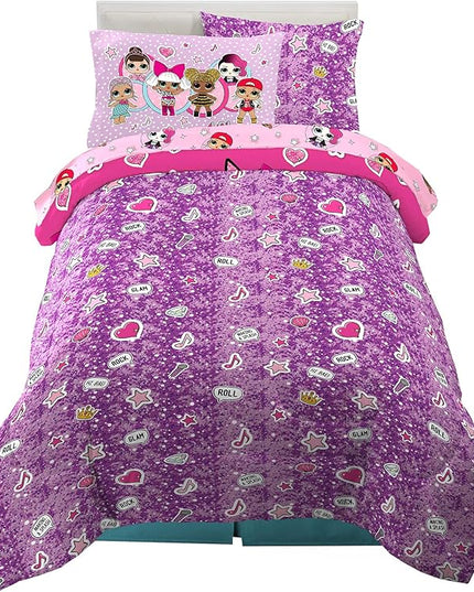 Franco Kids Bedding Super Soft Comforter and Sheet Set with Sham, 5 Piece Twin Size, LOL Surprise - LeafyLoom