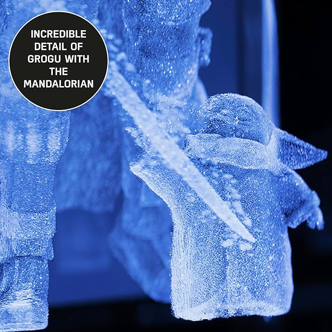 Paladone The Mandalorian Holographic Light, 3D Laser-Etched Crystal Model of The Mandalorian and Grogu, 12cm (4.7") Tall Lighting and Star Wars Decor - LeafyLoom