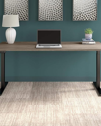 Bush Business Furniture Move 60 Electric Ergonomic Sit-Stand Computer Table for Home and Professional Office, 72W x 30D, Modern Hickory - LeafyLoom