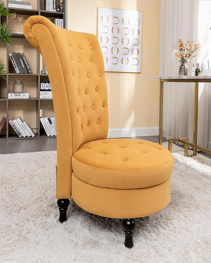 Mustard Yellow Velvet Accent Chair with Storage and Luxurious Upholstery, Retro Design and Versatile Usage for Livingroom, Bedroom, Lounge and Office - LeafyLoom