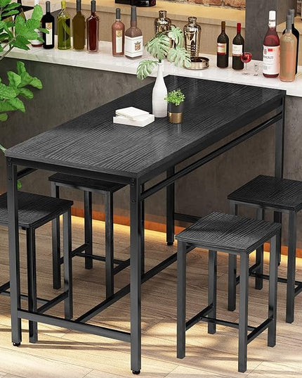 DKLGG Dinner Table Set for 4, Modern Kitchen Table and Chairs for 4 Wooden Top and Adjustable Metal Legs, Small Dining Room Table Set 5 Pieces Compact Design for Small Space - LeafyLoom