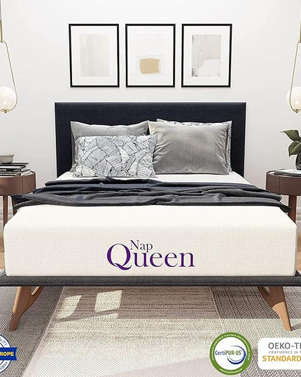 NapQueen Queen Mattress, 12 Inch Elizabeth Cooling Gel Memory Foam Mattress, Queen Bed Mattress in a Box, CertiPUR-US Certified, Medium Firm, Breathable Soft Fabric Cover - LeafyLoom