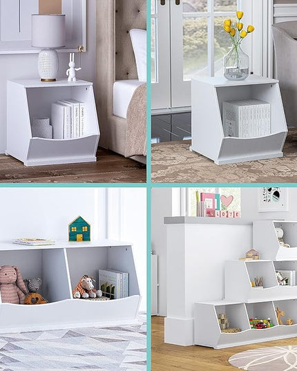 UTEX Toy Storage Organizer,Kids Stackable Toy Storage Bins,Toy Boxes and Storage Cubby for Playroom,Bedroom,Nursery School,White - LeafyLoom