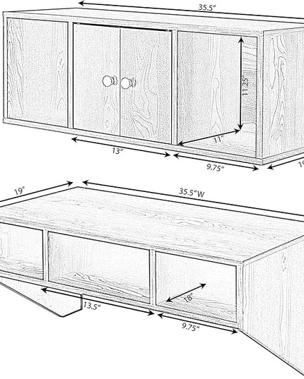 Wall Mounted Office Computer Desk and Floating Hutch Cabinet, White - LeafyLoom