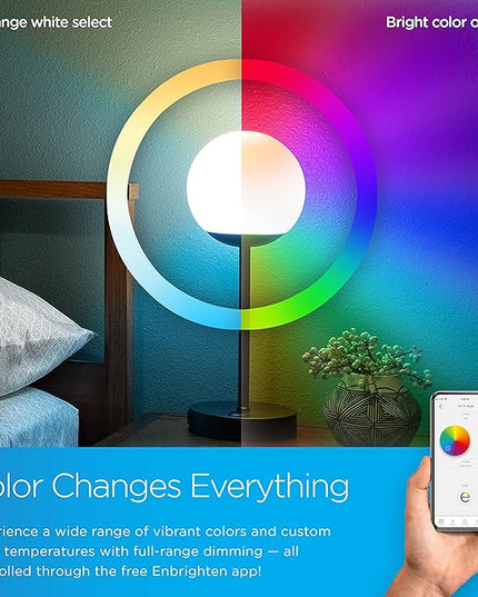Enbrighten Bedside Decor Lamp Tabletop Wi-FI Dimmable Color Changing Music-Sync 2-Port USB-charging Station 2.4A Dorm Bedroom Home Office Living Room Compatible with Alexa 70331 Black - LeafyLoom