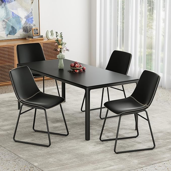 Dining Chairs Set of 4, Kitchen & Dining Room Chairs Dining Chairs Midcentury Modern Chair, Mid Century Faux Leather Dining Chair Comfortable,Dining Chair for Home - LeafyLoom