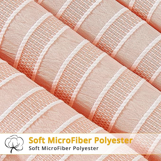 ENCOFT Light Pink King Size Comforter Set, 3 Piece Textured Striped Comforter Set King, Soft Microfiber Lightweight White and Pink Comforter King Bed Set, with 2 Pillowcases, 104x90 Inches - LeafyLoom