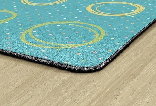 Flagship Carpets Smiley Circle Sampler Abstract Educational Area Rug for Kids Room Seating Décor, Children's Classroom, Play Carpet for Teaching and Playroom, Seats 24, 7'6"x12', Blue & Multi - LeafyLoom