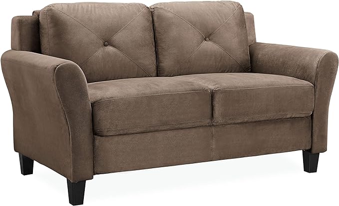 Lifestyle Solutions Harrington Loveseat Microfiber Brown - LeafyLoom
