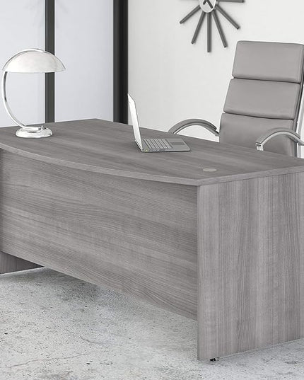 Bush Business Furniture Studio C Bow Front Desk, Computer Table for Home or Professional Office, 72W x 36D, Platinum Gray - LeafyLoom