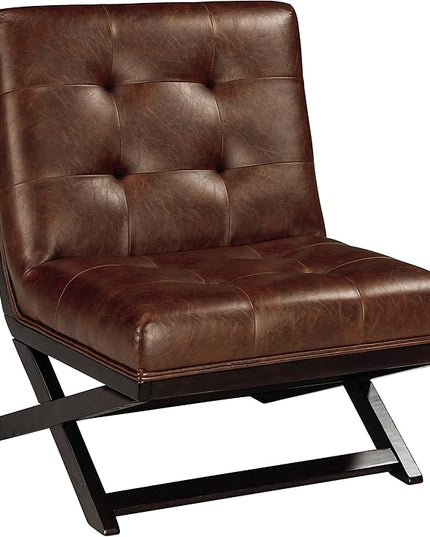 Signature Design by Ashley Sidewinder Mid-Century Modern Faux Leather Accent Chair, Brown - LeafyLoom