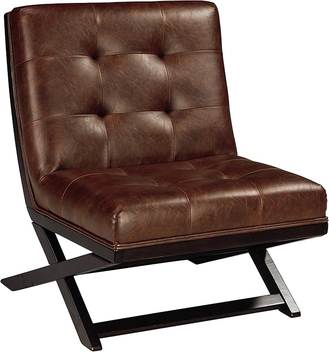 Signature Design by Ashley Sidewinder Mid-Century Modern Faux Leather Accent Chair, Brown - LeafyLoom