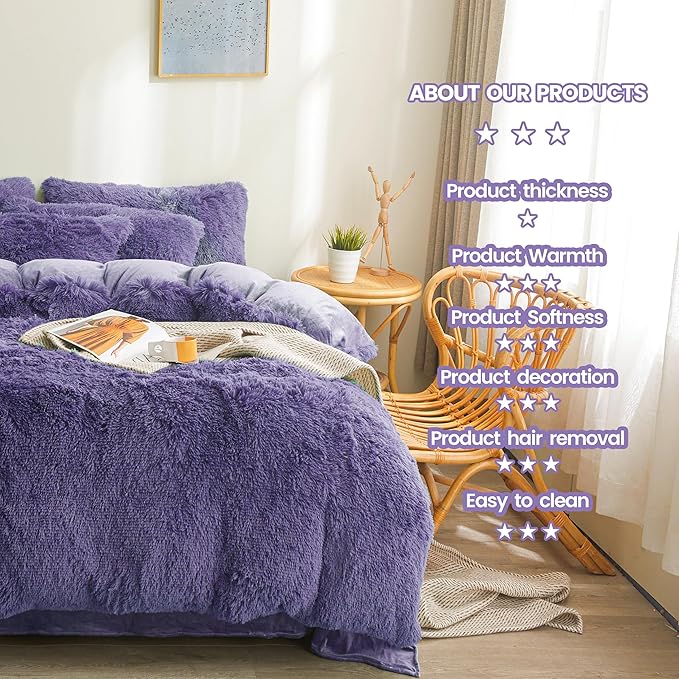 Fluffy navy blue comforters Cover twin size - Ultra Soft Plush dark blue bedding Sets 2 Pieces (1 faux fur comforter Cover + 1 fuzzy pillow case) girls shaggy navy blue twin bed set (Dark Blue, Twin) - LeafyLoom