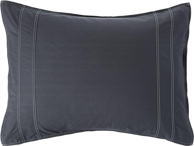 Eddie Bauer - Queen Comforter Set, Reversible Cotton Bedding with Matching Shams, Pre-Washed for Added Softness (Kingston Charcoal, Queen) - LeafyLoom
