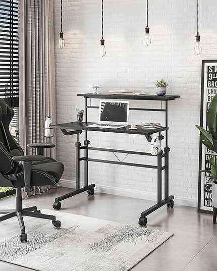 NicBex Laik-DW-00050-DX Desks, 35.25" W x 25" D x 28" H, Black - LeafyLoom