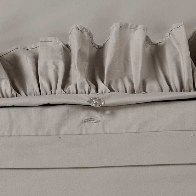 Lush Decor Reyna Ruffle 100% Cotton Duvet Cover Set - 3 Piece Cozy Ruffled Bedding Set - Timeless Elegance and Comfort - Full/ Queen, Gray - LeafyLoom
