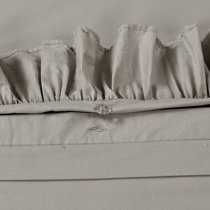 Lush Decor Reyna Ruffle 100% Cotton Duvet Cover Set - 3 Piece Cozy Ruffled Bedding Set - Timeless Elegance and Comfort - King, Gray - LeafyLoom