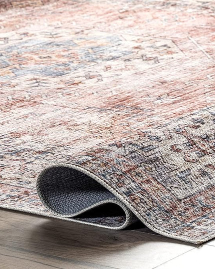 nuLOOM Desna Machine Washable Faded Vintage Ultra Thin Runner Rug, 2' 6" x 6', Peach - LeafyLoom