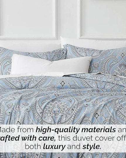 Southshore Fine Living, Inc. Oversized King Comforter Bedding Set, Down Alternative Boho Bedspread, Paisley Print Comforter, King/California King with 2 Matching Shams, Pure Melody Aqua - LeafyLoom