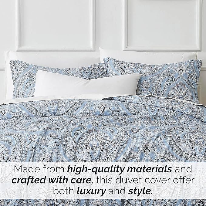 Southshore Fine Living, Inc. Oversized King Comforter Bedding Set, Down Alternative Boho Bedspread, Paisley Print Comforter, King/California King with 2 Matching Shams, Pure Melody Aqua - LeafyLoom