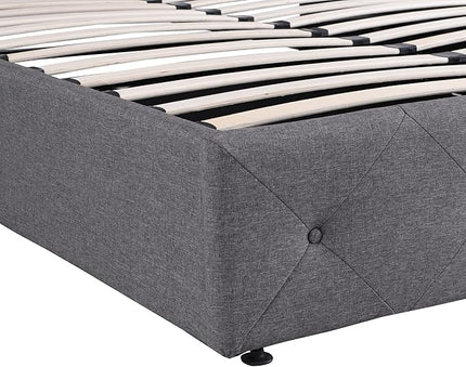 Full Upholstered Platform Hydraulic System, Lift Up Storage Bed Size with Headboard and Button Tufted, Wooden Bedframe for Teens Adults, B-Gray b - LeafyLoom