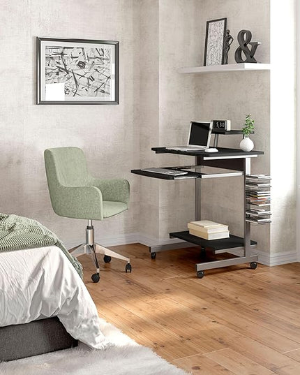 Techni Mobili Compact Computer Cart With Storage, Graphite - LeafyLoom