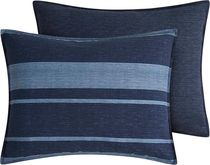 Nautica - Twin Comforter Set, Cotton Reversible Bedding with Matching Sham, Stylish Home Decor, Dorm Room Essentials (Longpoint Blue, Twin/Twin XL) - LeafyLoom