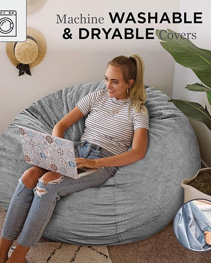 CordaRoy's Chenille Bean Bag Chair, Convertible Chair Folds from Bean Bag to Lounger, As Seen on Shark Tank, Charcoal - Full Size - LeafyLoom