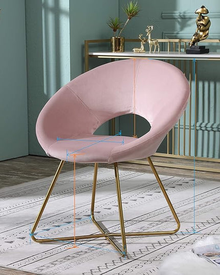 Roundhill Furniture Slatina Silky Velvet Upholstered Accent Chair with Gold Tone Finished Base, 25D x 28W x 31.5H in, Pink - LeafyLoom