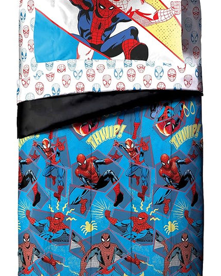Marvel Spiderman Beyond Amazing 4 Piece Twin Size Bed Set - Includes Comforter & Sheet Set Bedding - Super Soft Fade Resistant Microfiber (Official Product) - LeafyLoom