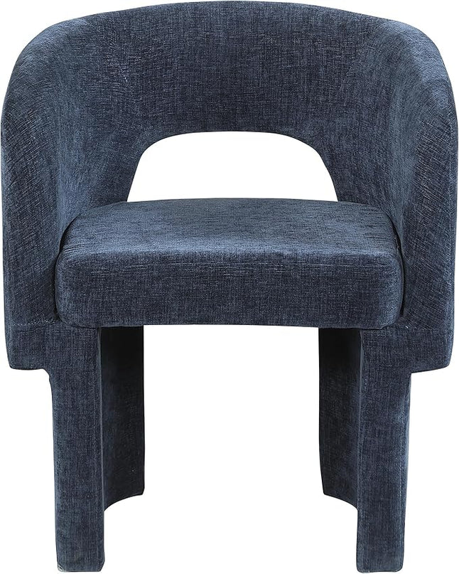 Meridian Furniture Emmet Collection Modern | Contemporary Dining Accent Chair with Rich Fabric, Steel Inner Frame, 26" W x 23.5" D x 30" H, Navy - LeafyLoom