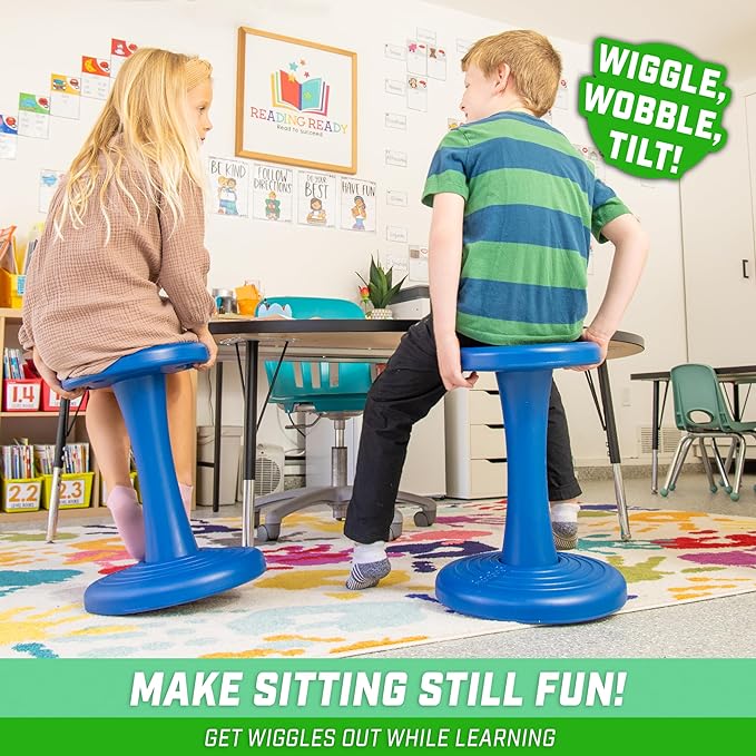 GoSports Wobble Chair - Sensory Stool for Active Kids - ADHD Chair for Classrooms or Home - 18 or 14 Inch Stool - LeafyLoom